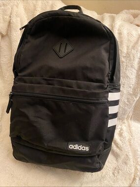 adidas Black Backpack with White 3-Stripes